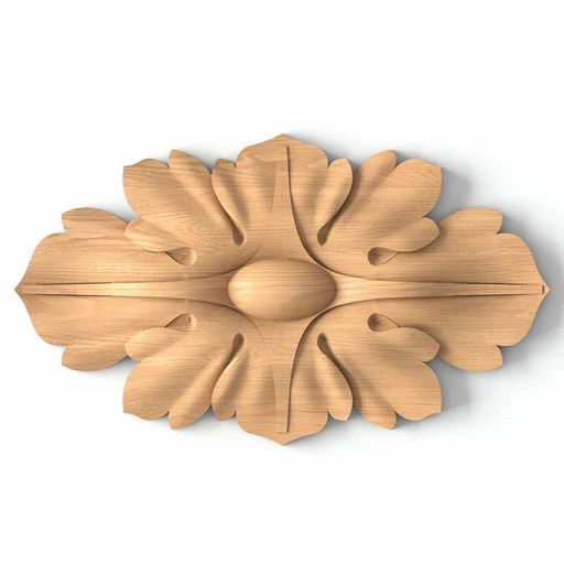CLASSIC STYLE OVAL WOODEN ROSETTE APPLIQUE