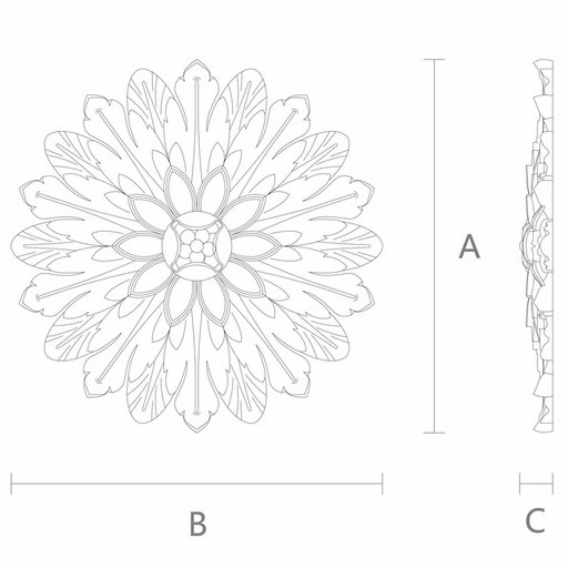ORNAMENTAL WOODEN ROSETTE FLORAL ART NOUVEAU