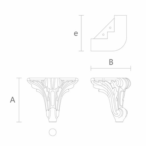 Bracket feet with acanthus leaf antique (1 PC)