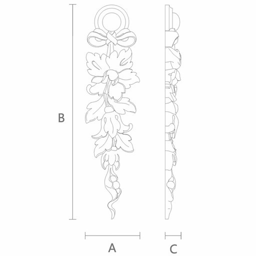 Wood drop with ribbon and bellflowers