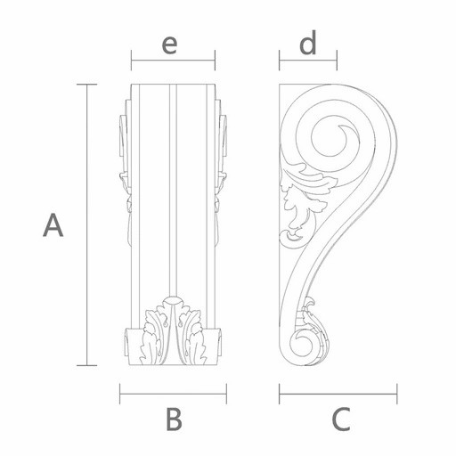 Large decorative corbel scroll with acanthus leaves Classic