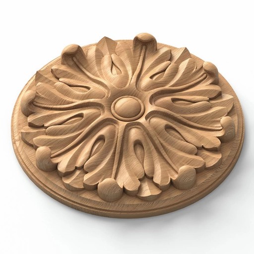 DECORATIVE WOOD MEDALLION WITH FLORAL ORNAMENT