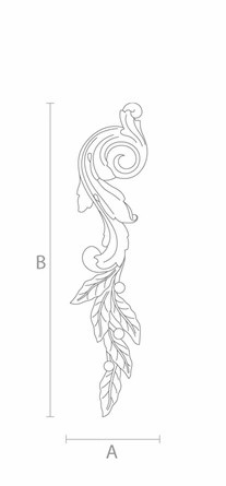 Decorative solid wood drop onlay Laurel branch, Left
