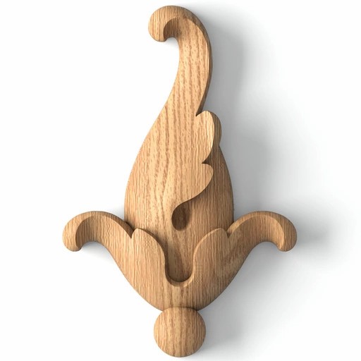 Unfinished architectural floral applique from high quality wood