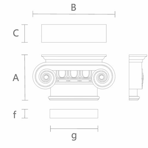 Historical reproduction wood capitals for pilaster ionic order