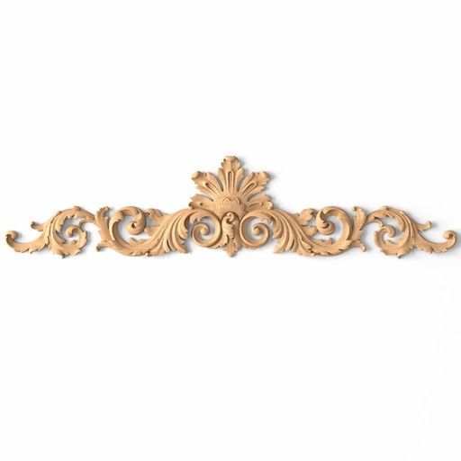 Handcrafted furniture onlay with acanthus from oak