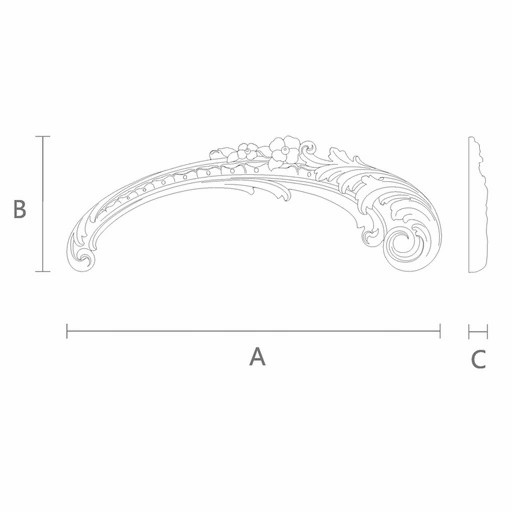 Baroque style wooden acanthus scroll onlay, Right