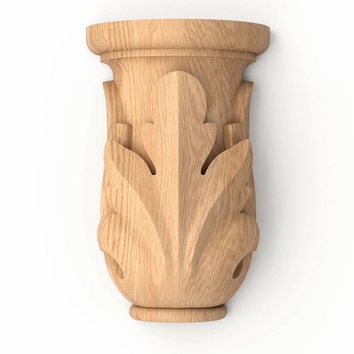 Pillar caps for half round columns with acanthus leaves