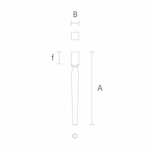 Round turned furniture feet with a square top (1 PC)