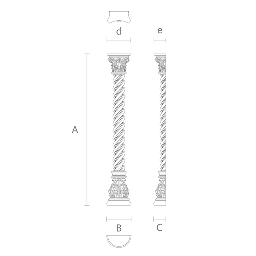 ANTIQUE STYLE SOLID WOOD CARVED TWISTED COLUMN, RIGHT