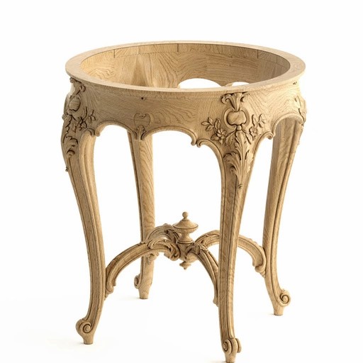 FLORAL CARVED TABLE BASE WITH PAD FOOT ANTIQUE