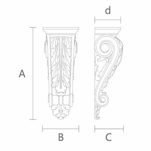 WOODEN CORBEL WITH ACANTHUS SCROLL BAROQUE