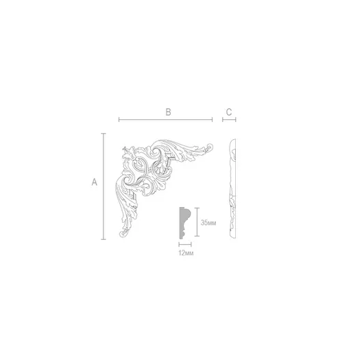 DECORATIVE SOLID WOOD ONLAY FOR MOULDINGS