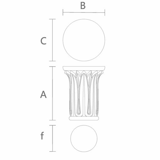 Round column capital with sharp leaves Egyptian style