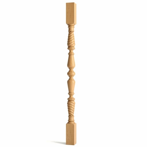 ARCHITECTURAL HAND CARVED STAIR BALUSTER WITH SPIRAL TWIST