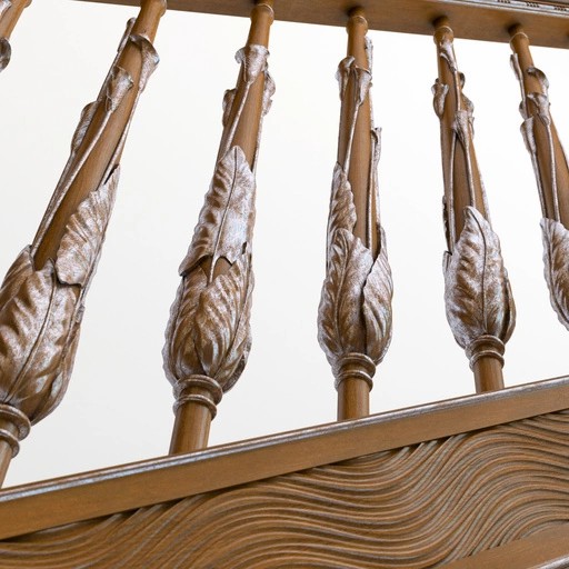 LARGE CARVED STAIR BALUSTER WITH CALLA LILIES