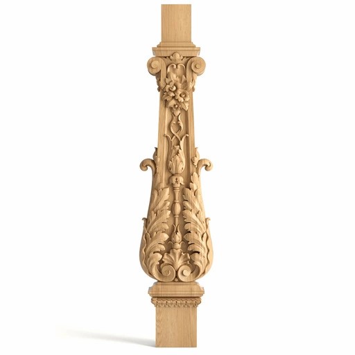RENAISSANCE STYLE WOOD CARVED BALUSTER FOR STAIRCASE