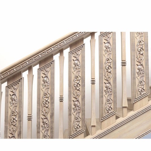 ART NOUVEAU OAK CARVED BALUSTER WITH IRISES FLOWERS