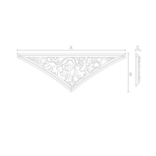Triangular wood carved applique floral elements, Left
