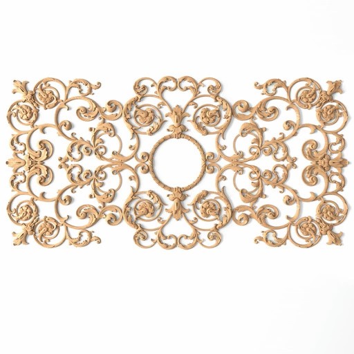 Rectangular Baroque applique with acanthus scrolls from oak