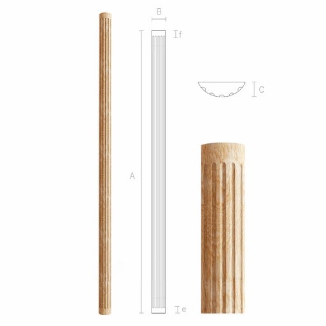 HALF-ROUND HARDWOOD PILASTER FOR INTERIOR
