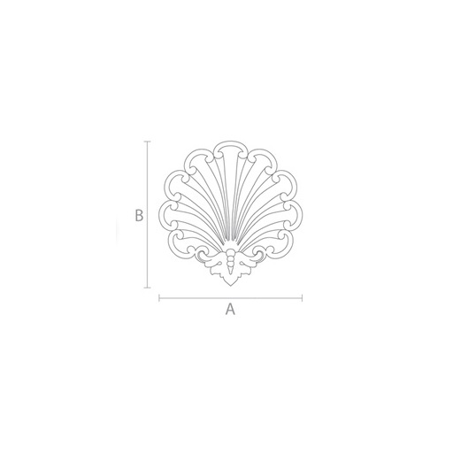 Unfinished shell applique from solid wood