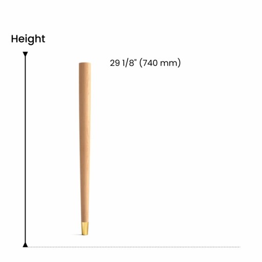 Round tapered table leg with golden tip Wagner