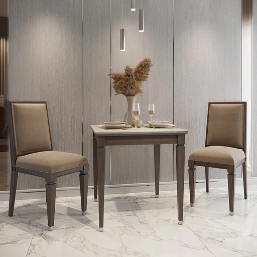 Square tapered table legs with metal tips