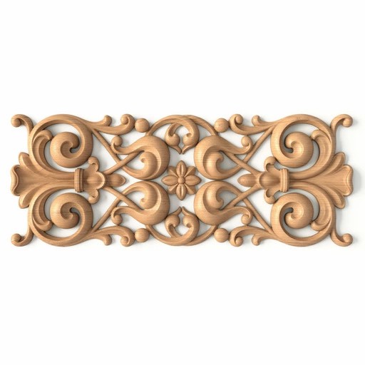 Rectangular hardwood antique style floral applique