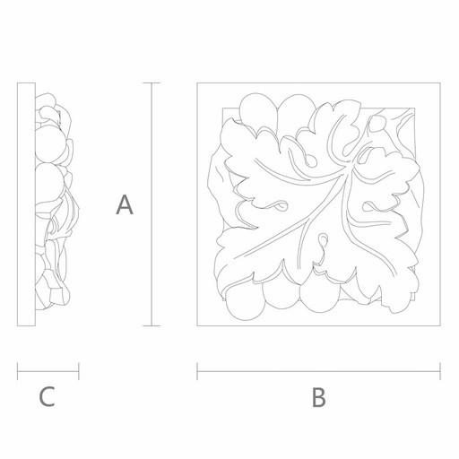 DECORATIVE SOLID WOOD ROSETTE GRAPES, RIGHT