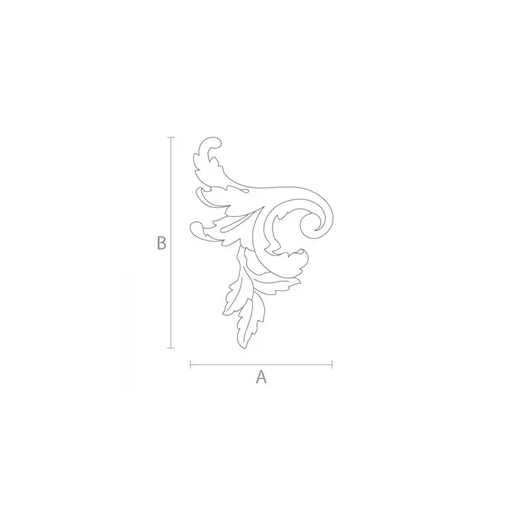 Antique-style wood floral appliques for furniture, Left