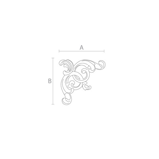 Elements floral design corner onlay applique, left