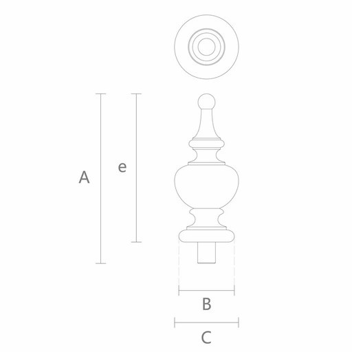 Antique style decorative hardwood finial