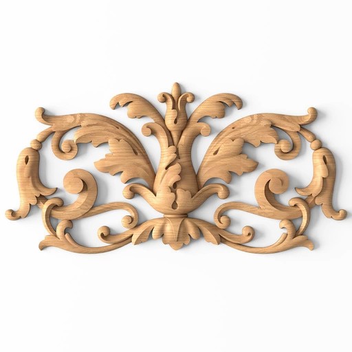 Rounded solid wood Baroque style applique