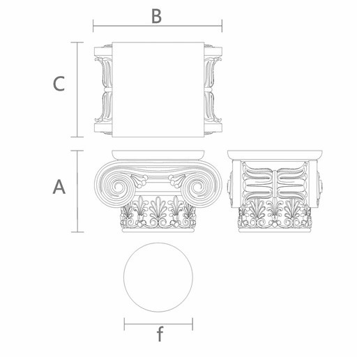 Luxury wood column tops Ionic order with floral elements