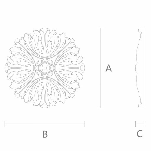 ROUND WOOD ROSETTES WITH ACANTHUS
