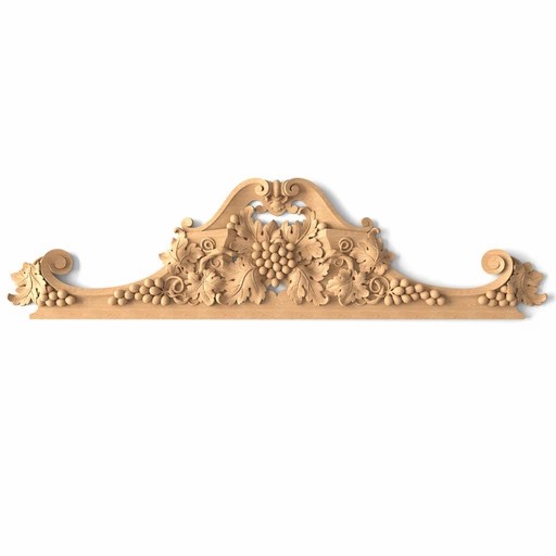 Ornamental hardwood onlay with grapevines