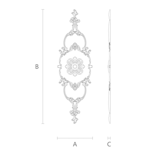 Openwork set of overlays with floral ornament from beech