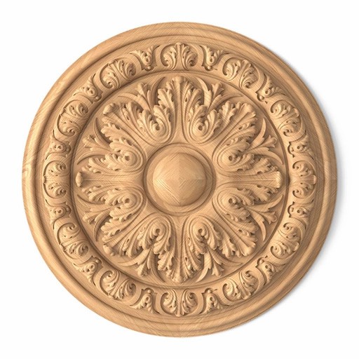 Carved rosette applique with acanthus leaves
