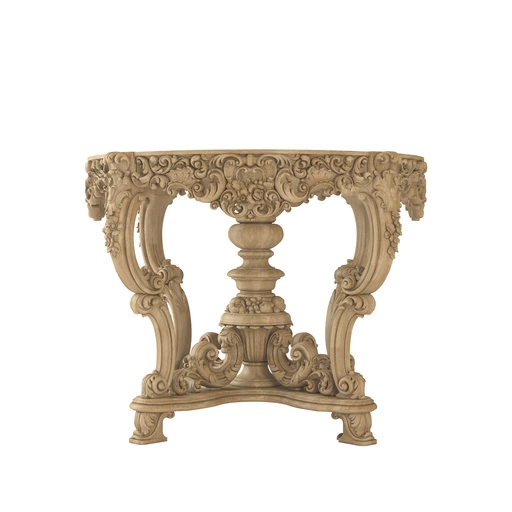 LUXURY ROUND SOLID WOOD ROCOCO COFFEE TABLE