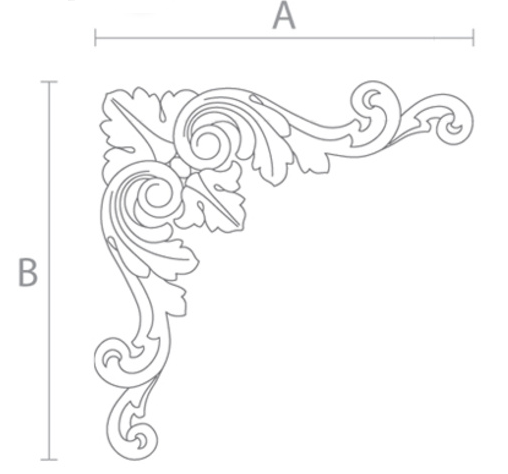 Carved corner onlay for interior and furniture from oak
