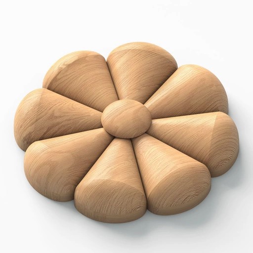 UNFINISHED SMALL FLOWER ROUNDED ROSETTE FROM OAK