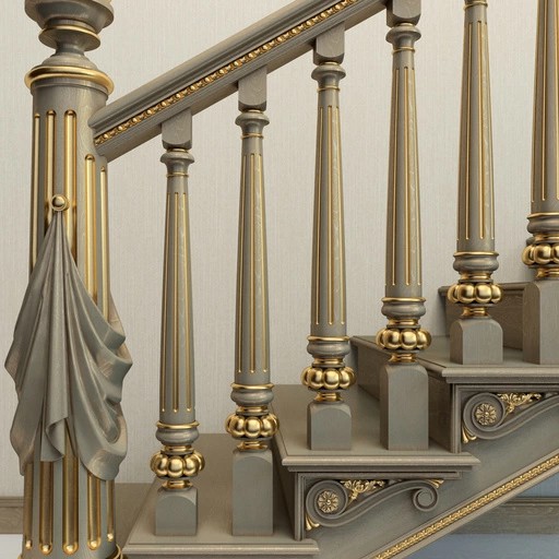 VINTAGE GROOVED CARVED STAIRCASE BALUSTER