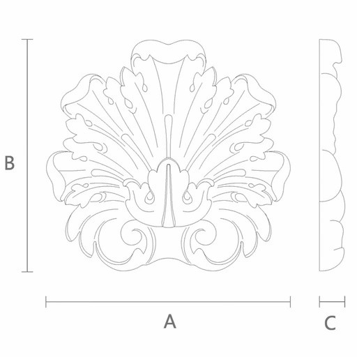 Rounded center onlay with acanthus leaves from oak