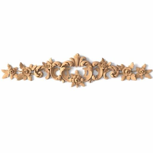 Ornamental floral center onlay with acanthus leaves from beech