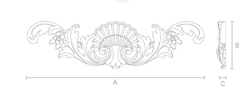Ornate wooden Shell center onlay with flowers