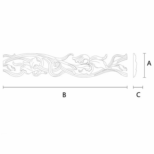 FLORAL WOOD TRIM WITH IRIS FLOWERS