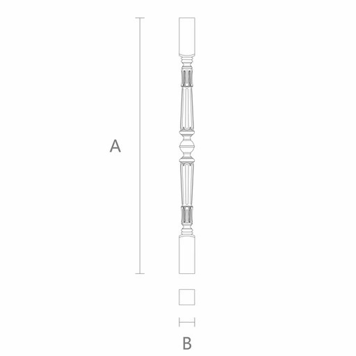 UNFINISHED SOLID WOOD FLUTED BALUSTER FOR STAIRCASE