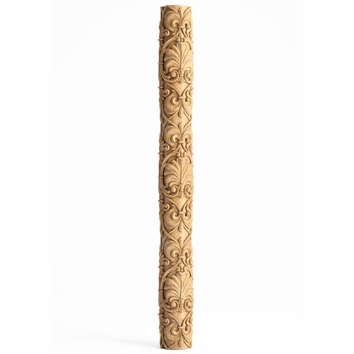 ORNAMENTAL WOODEN PILLAR WITH A FLORAL DESIGN