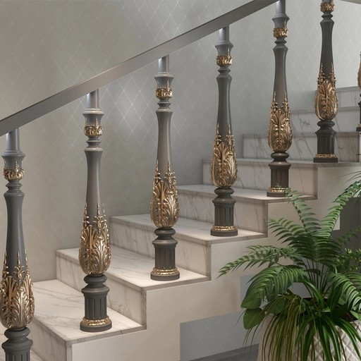 ROUND ACANTHUS PORCH BALUSTER FROM SOLID WOOD